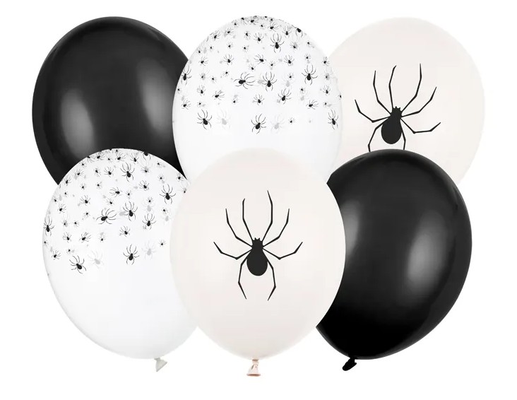 Balony 30cm Pająki 6szt SB14P-346-000-6 Halloween PartyDeco